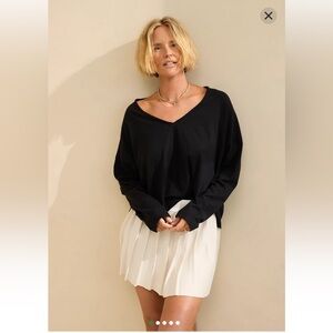 Aerie Long Sleeve Slouchy Oversized V-Neck T-Shirt NWT